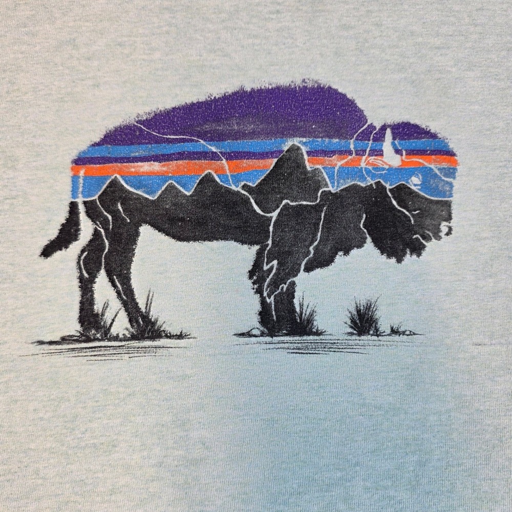 Patagonia Responsibili-Tee Mens XL Light Blue Buffalo Bison Graphic T-Shirt - Picture 5 of 11